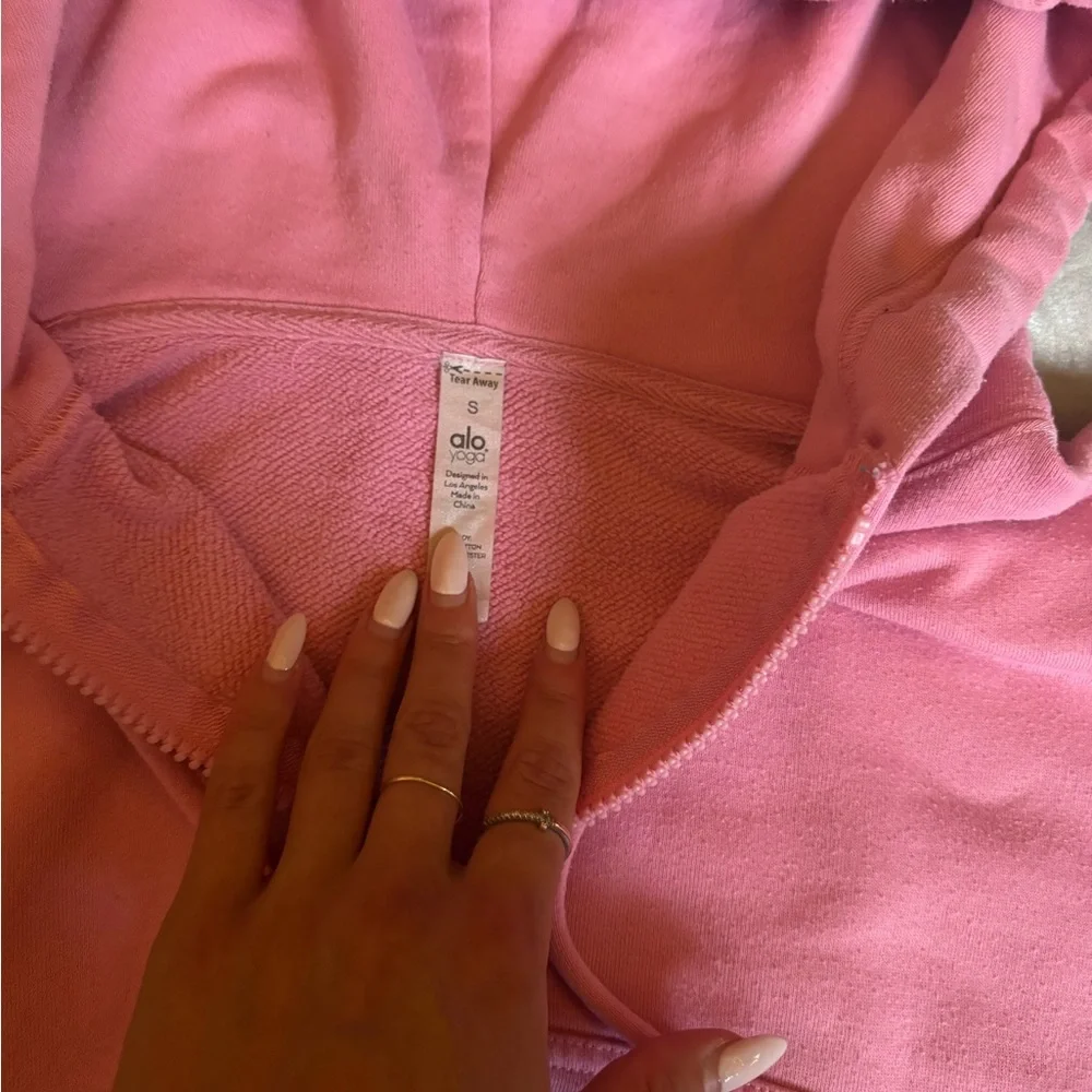 ALO Yoga Pink Half-Zip Cropped Hoodie - Picture 2 of 6